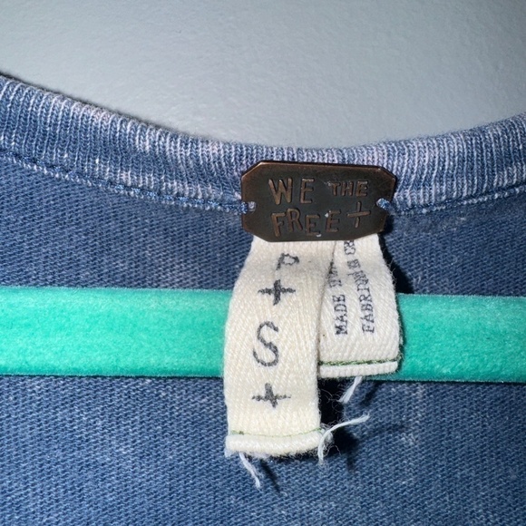 We The Free Free People Faux Denim 3/4 Sleeve Blouse Top Size Small - Picture 3 of 7